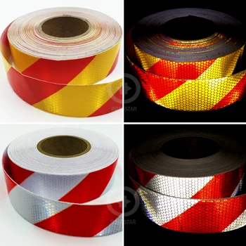 5cmx50m Reflexné Pásky Samolepiace Red White Shinning Nálepky Používané v Aute Telo pre Módu