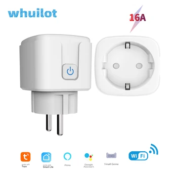 WHUILOT Wifi Smart Plug EÚ FR 16A Zásuvka Zásuvka Napájania Monitora Načasovanie Smart Home Bezdrôtové Plug Pracuje s Alexa, Domovská stránka Google
