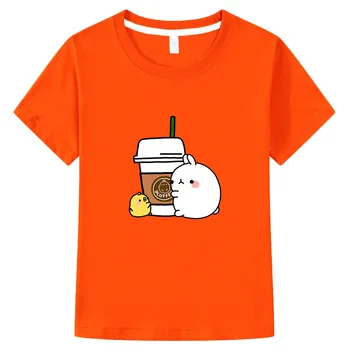 Detské Oblečenie Molang a Piupiu T Shirt Deti Roztomilý Králik T-shirts pre Dievčatá, Baby Boy Šaty, 100% Bavlna Lete Kawaii Top
