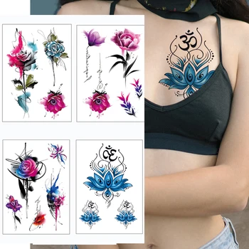 Kvetinový Vzor, Dočasné Tetovanie Tela Nálepky Ruky, Paže, Hrudník Sexy Falošné Tetovanie pre Ženy Tetovanie Temporari Nepremokavé Bodi Umenie