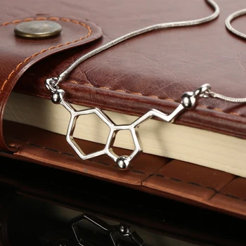 Biochémia Molekuly Serotonínu Náhrdelník Minimalistický Prívesok Clavicle Šperky, Módne Geometrické S Krátkym Reťazcom Pre Ženy, Dievčatá