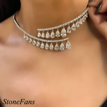 Stonefans Luxusné Crystal Drop Prívesok Otvoriť Choker Náhrdelník pre Šperky Milenca Bling Drahokamu Reťazca Náhrdelníky Šperky, Darčeky 2021