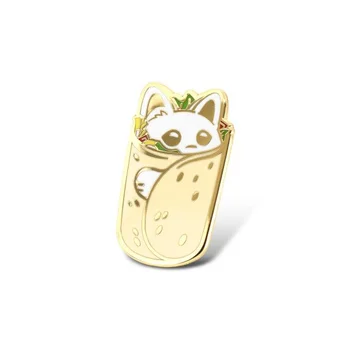 Roztomilý Purrito Burrito Mačka Smalt Pin Preklopke Kolíky Zvierat Odznak Brošňa pre Príslušenstvo Šperky