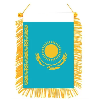 xvggdg 10*15 cm Kazachstan Vlajka Mini Obojstranný Vytlačené Zatmenie Tkaniny Zavesenie Národnej Vlajky