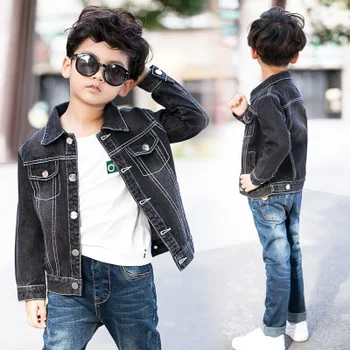 Vysoká kvalita teplej predaj 2018 jar nový kórejský fashion dievčatá chlapci denim jacket detí Slim čierny chlapec denim jacket