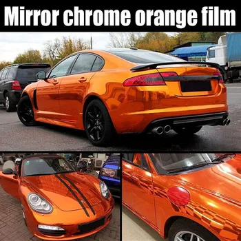 vysoko elastická Orange Chrome Zrkadlo Vinyl Zábal Film Nálepka List znak Auto Bike Motorových Telo Kryt